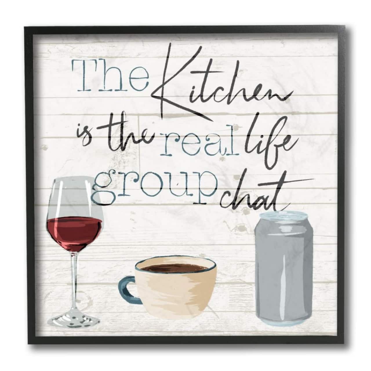 Stupell Industries Kitchen Group Chat Wall Art in Black Frame